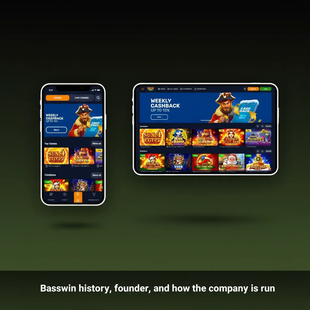 About Basswin page showing history, founder/CEO info, licensing, HQ, and UK promotion strategy.