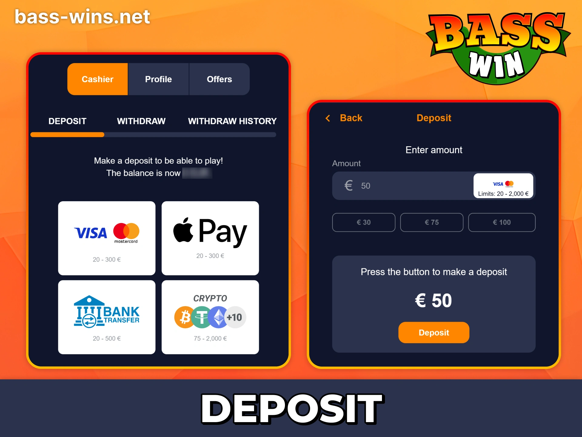 Top up your Bass Win account fast at Bass Win app.