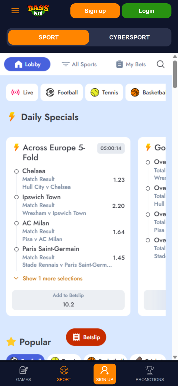 Bet on go with Bass Wins app sportsbook.