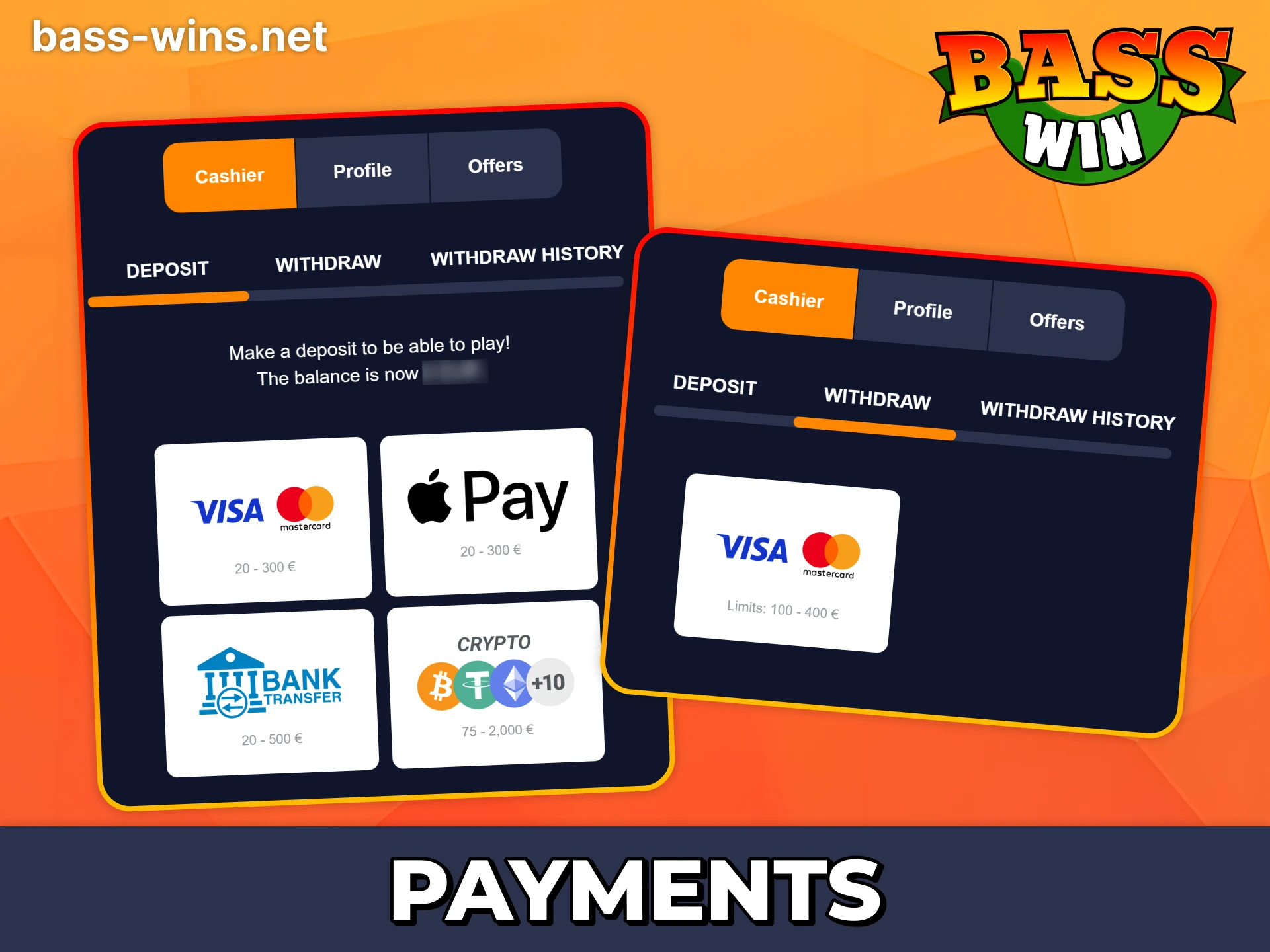 Make fast and secure payments at Bass Win app.