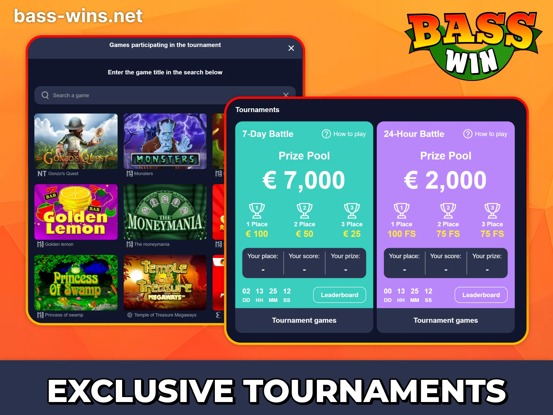 Join Bass Win tournaments to win big prizes.