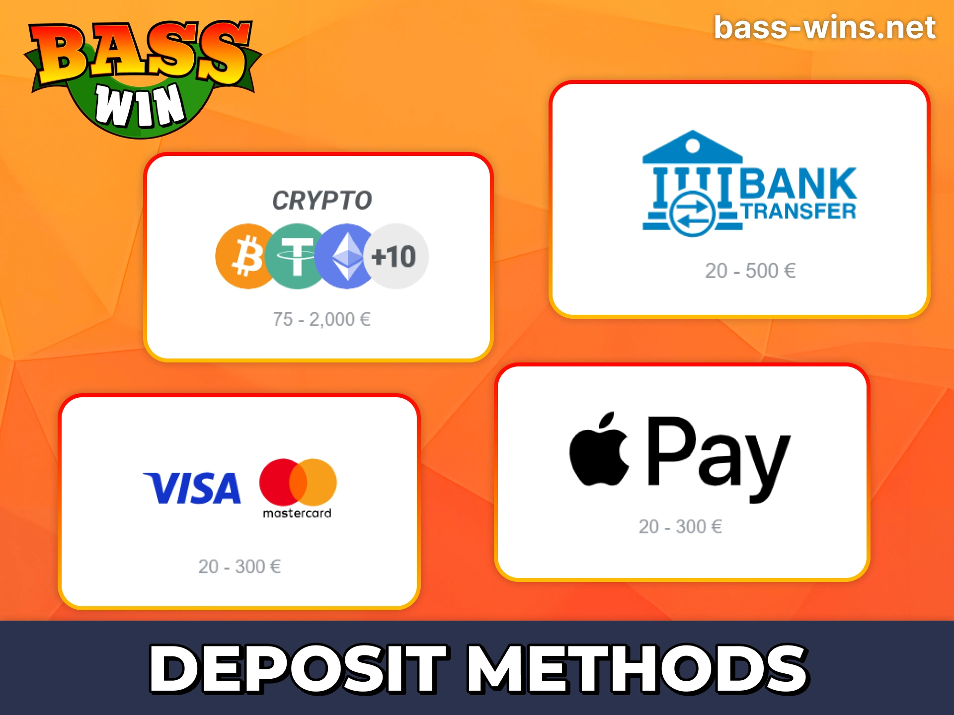 Use popular Bass Win deposit methods for fast and secure transactions.