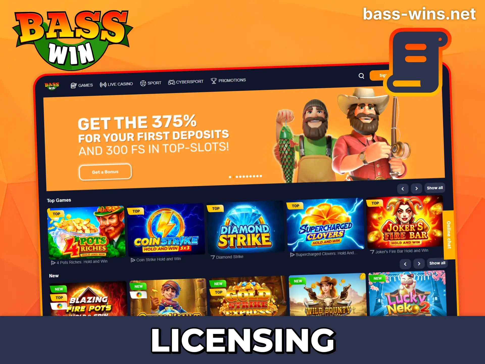 Play on trusted licensed Bass Win casino platform.