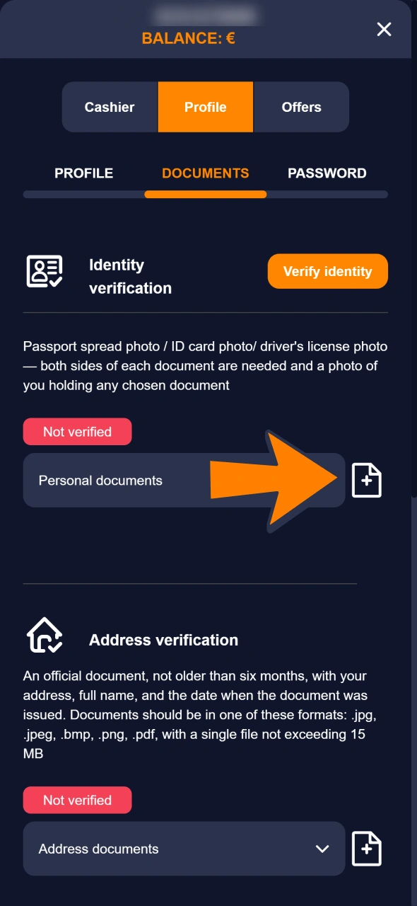 Add photo of your ID to verify your Bass Win account.