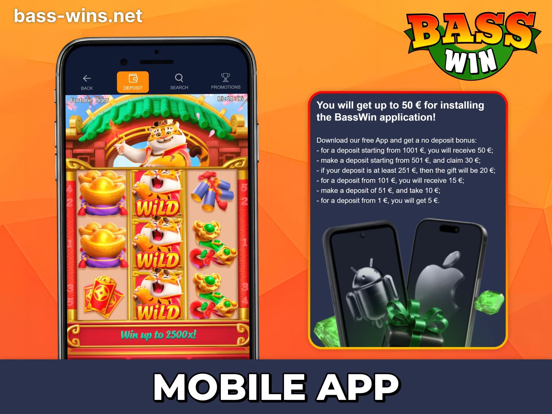 Download official Bass Win app and play slots from your mobile.