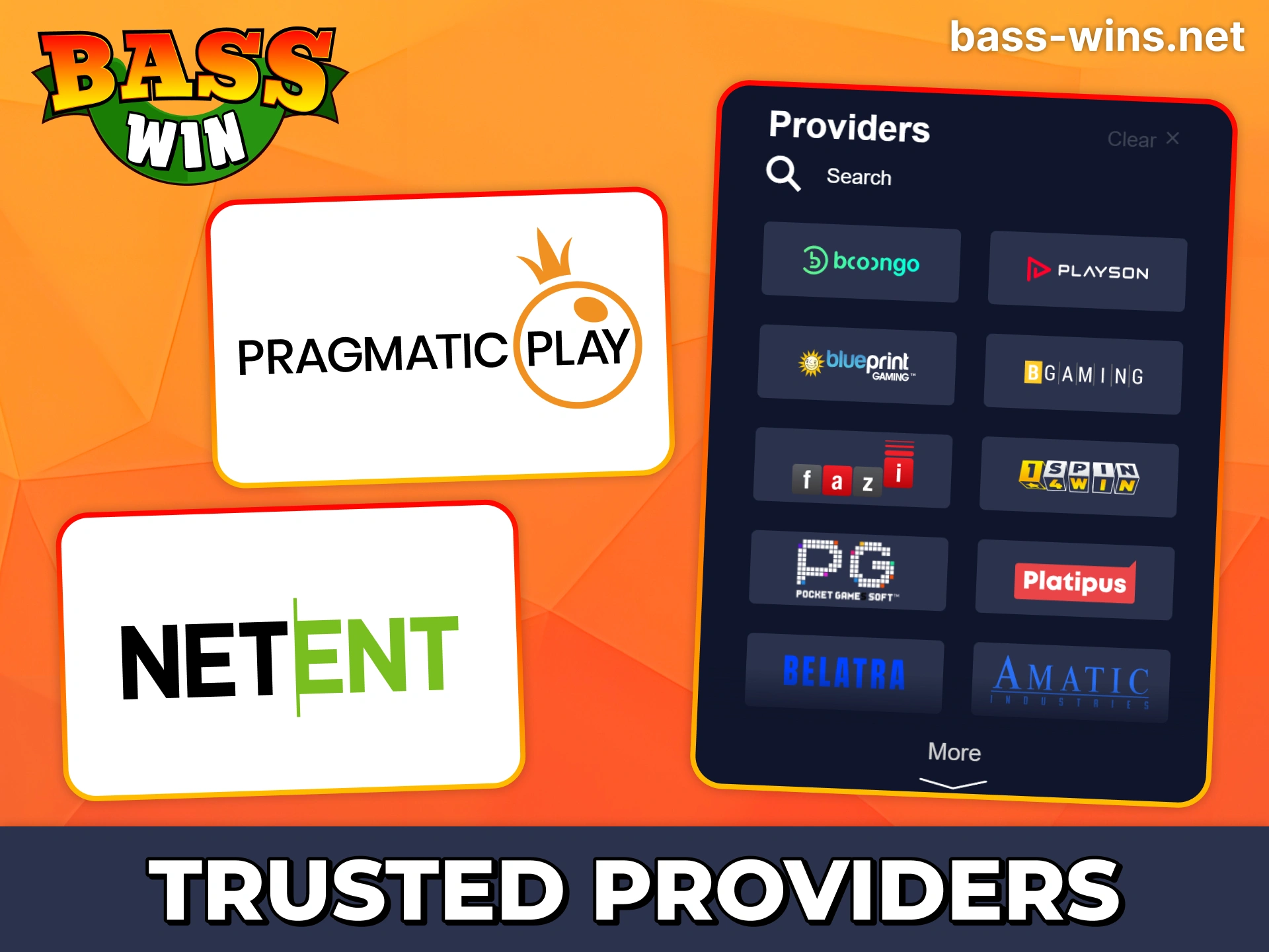 Play fair games from trusted providers at Bass Win.