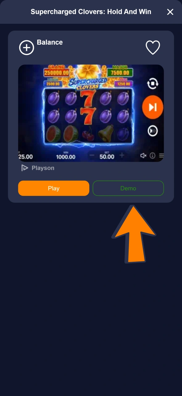 Choose demo play to try new game at Bass Win.