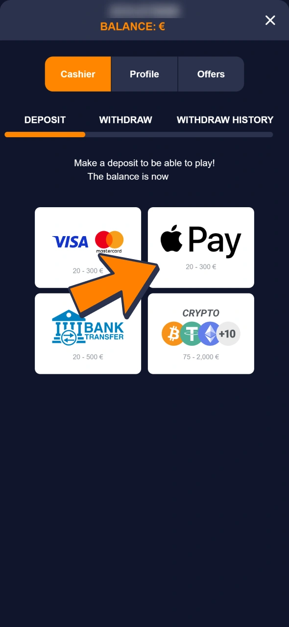 Deposit for your slots gaming at Bass Win.