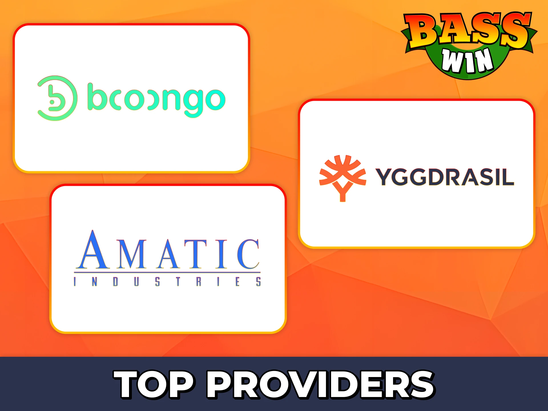 Play many slots from trusted providers at Bass Win.